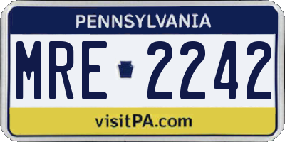 PA license plate MRE2242