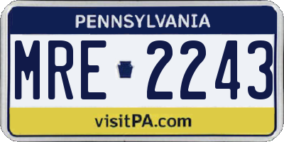 PA license plate MRE2243