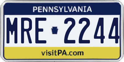 PA license plate MRE2244