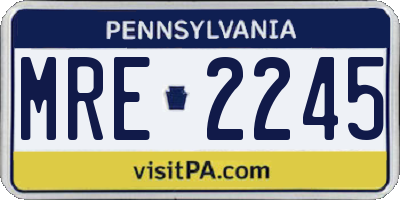 PA license plate MRE2245
