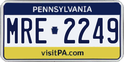 PA license plate MRE2249