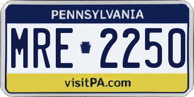 PA license plate MRE2250