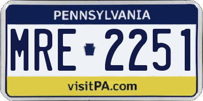 PA license plate MRE2251