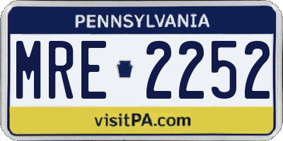 PA license plate MRE2252
