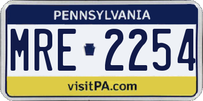 PA license plate MRE2254