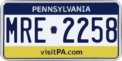 PA license plate MRE2258