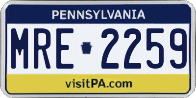 PA license plate MRE2259