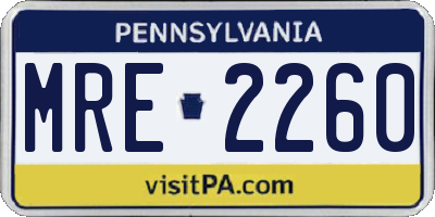 PA license plate MRE2260