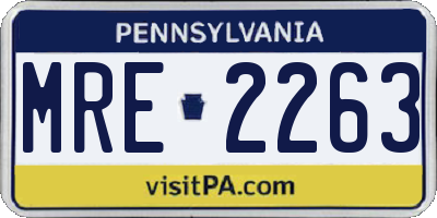PA license plate MRE2263