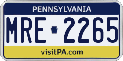 PA license plate MRE2265