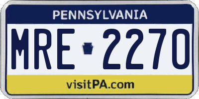 PA license plate MRE2270