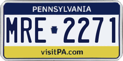 PA license plate MRE2271