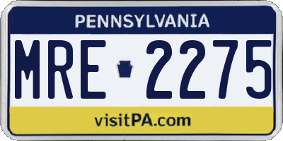 PA license plate MRE2275