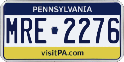 PA license plate MRE2276