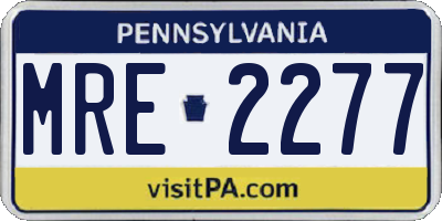 PA license plate MRE2277