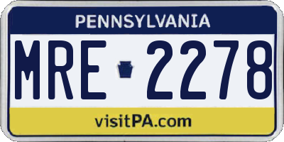 PA license plate MRE2278