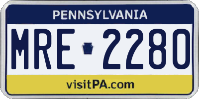 PA license plate MRE2280