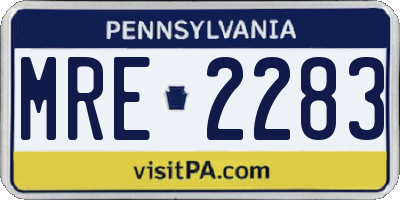 PA license plate MRE2283