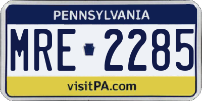 PA license plate MRE2285