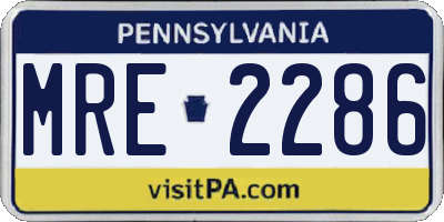 PA license plate MRE2286