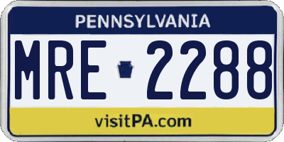 PA license plate MRE2288