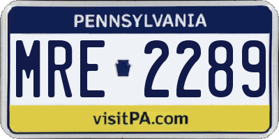 PA license plate MRE2289