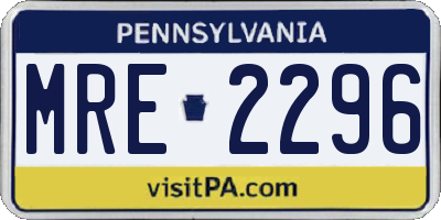 PA license plate MRE2296