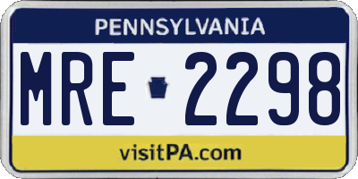 PA license plate MRE2298