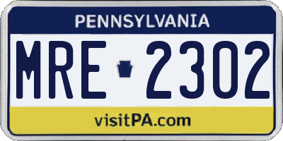 PA license plate MRE2302