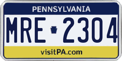 PA license plate MRE2304