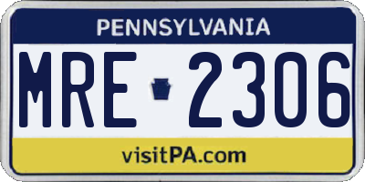 PA license plate MRE2306