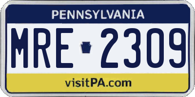 PA license plate MRE2309