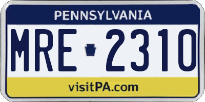 PA license plate MRE2310
