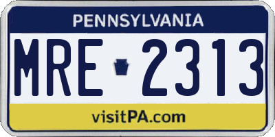 PA license plate MRE2313