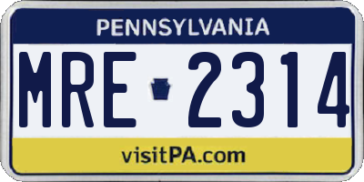 PA license plate MRE2314