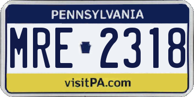 PA license plate MRE2318