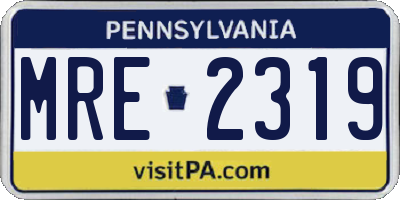 PA license plate MRE2319