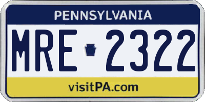 PA license plate MRE2322