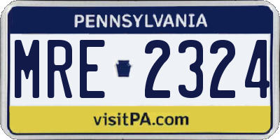 PA license plate MRE2324