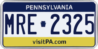 PA license plate MRE2325