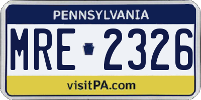 PA license plate MRE2326