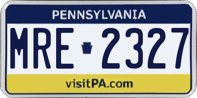 PA license plate MRE2327