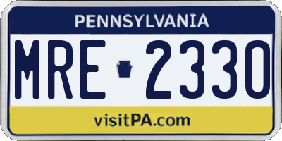 PA license plate MRE2330