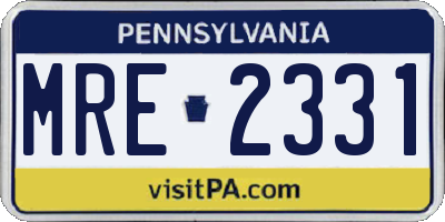 PA license plate MRE2331