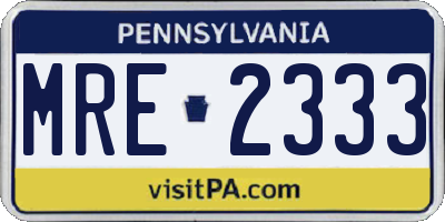 PA license plate MRE2333