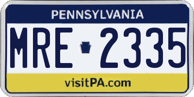 PA license plate MRE2335