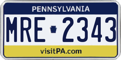 PA license plate MRE2343