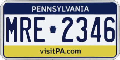 PA license plate MRE2346