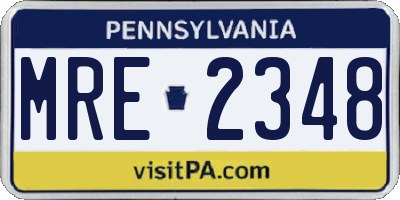 PA license plate MRE2348