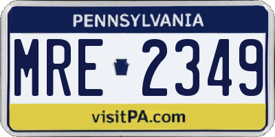 PA license plate MRE2349